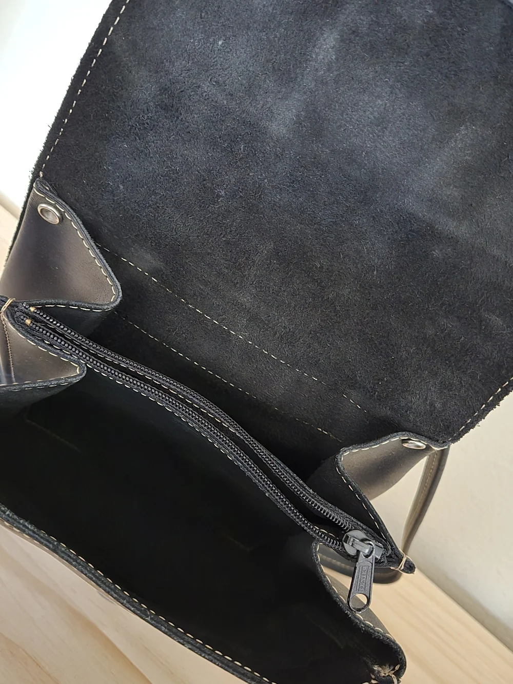 Unisex Black Leather Backpack with Buckle Strap